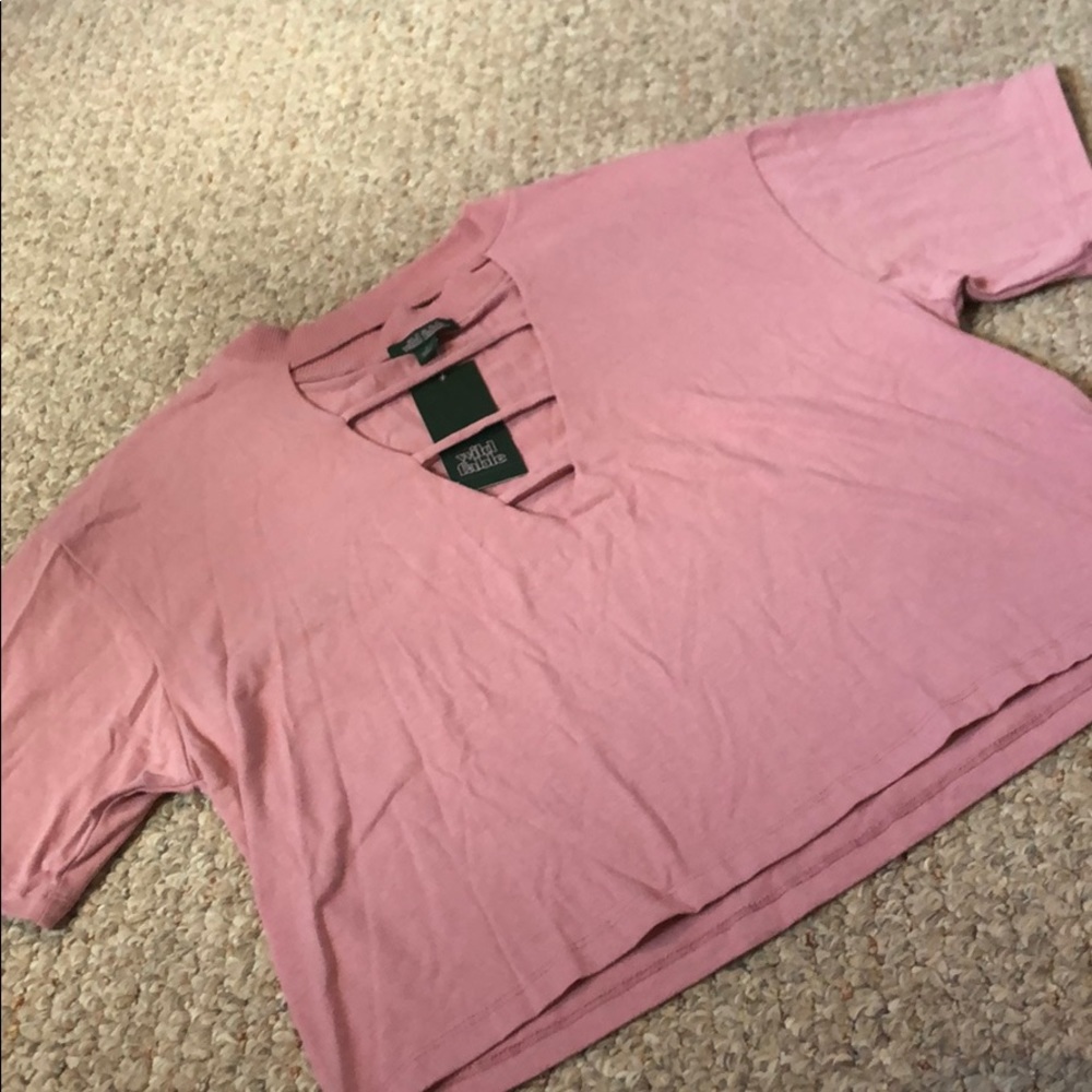 pink crop short sleeve